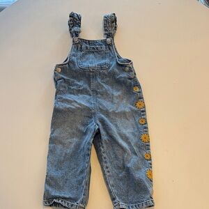 Zara Girls 2-3T Denim Overalls with Flowers